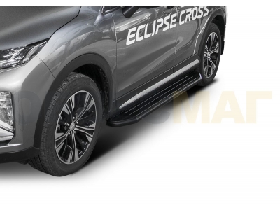 Пороги алюминиевые Rival Black для Mitsubishi Eclipse Cross 2018-2021