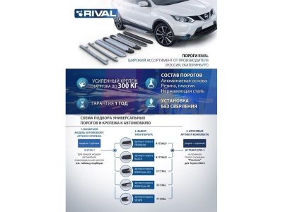 Пороги алюминиевые Rival BMW-Style для Toyota RAV4 2019-2021