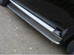 Пороги с площадкой алюминиевый лист 42 мм для Nissan Terrano № NISTER14-06