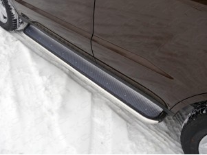 Пороги с площадкой нержавеющий лист 42 мм для Geely Emgrand X7 № GEELEMGX718-15