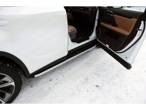 Пороги алюминиевые ТСС с накладкой для Lexus RX F-Sport № LEXRX200tFS15-08AL
