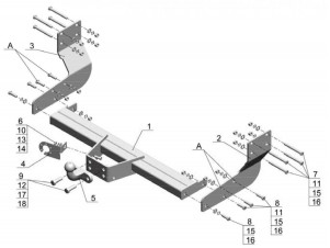 ТСУ Фаркоп Avtos на Mercedes Sprinter № MB 04